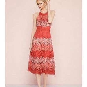 Belle Badgley Mischka Peggy Lace Halter Pink Dress. Size 6
